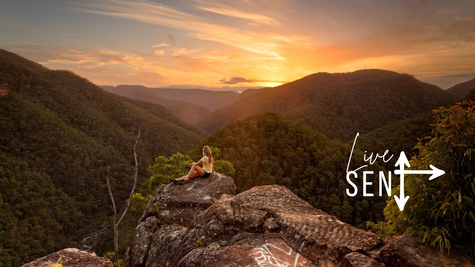 Live Sent series slide over a mountain landscape
