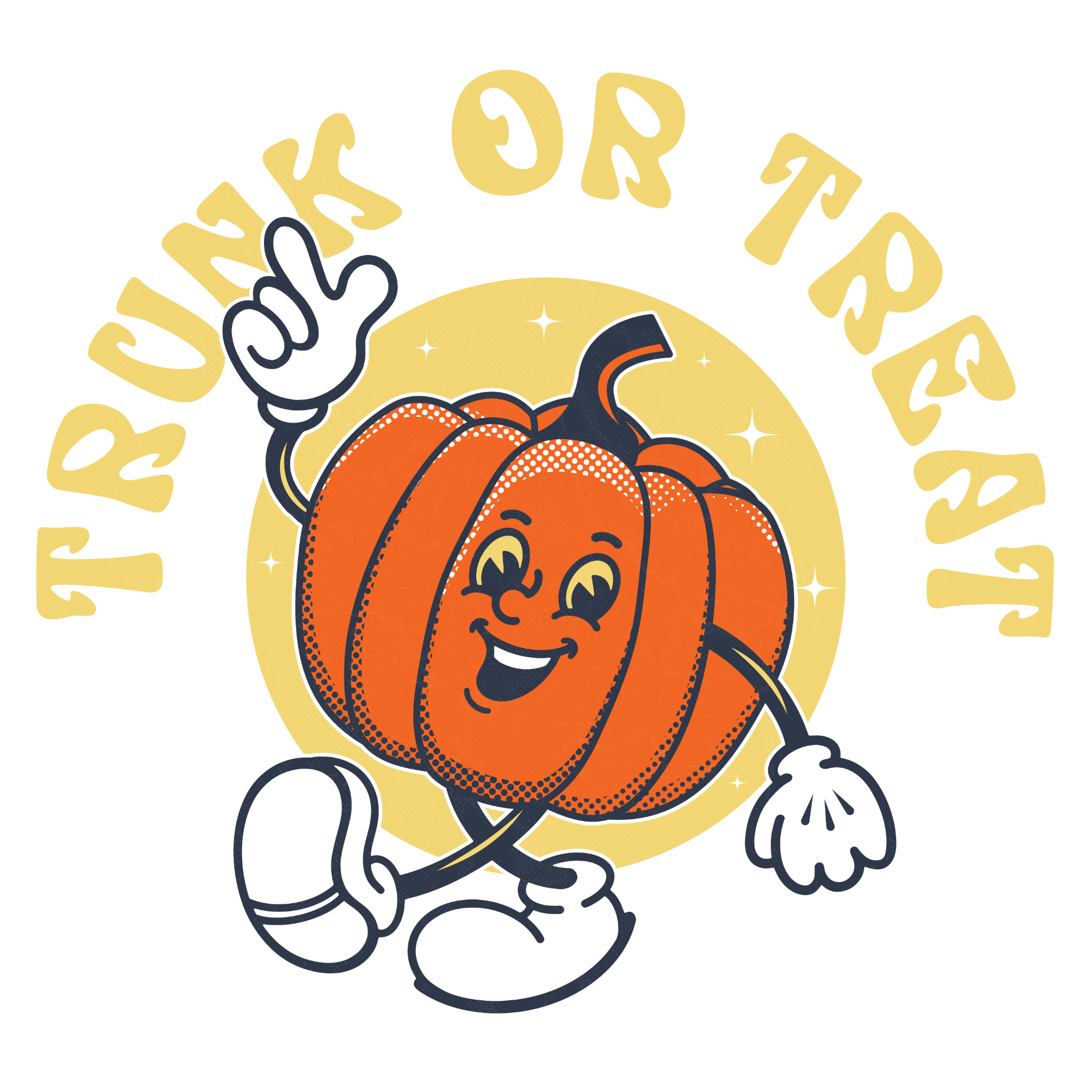 The Anchor’s smiling Trunk or Treat pumpkin mascot